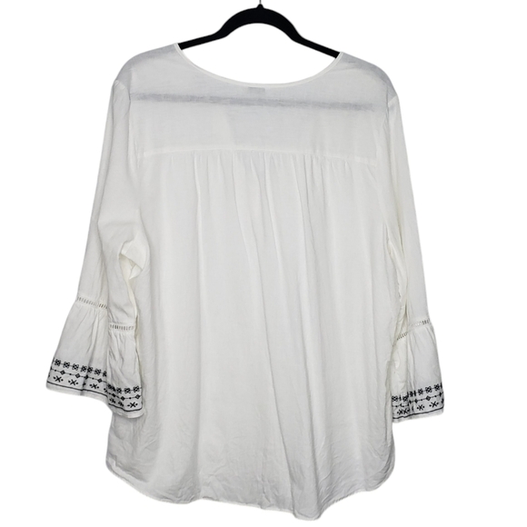 Reitmans Women's Peasant Top Bell Sleeve Embroidered Linen Blend Size 2X - Picture 4 of 12